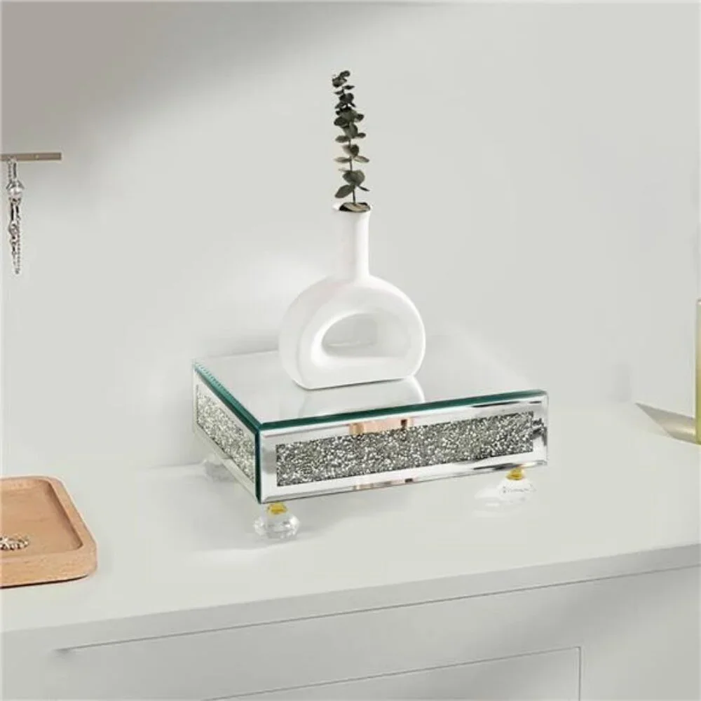 Gold Mirrored Display Tray Riser Decorative Pedestal Stand Bathroom Kitchen Deco